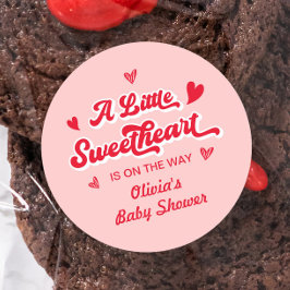 Rode Roze Valentijn Sweetheart Baby shower Favorie Ronde Sticker