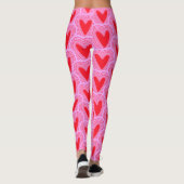 Rode roze Valentijnsdag — Harten afdrukken Leggings (Achterkant)