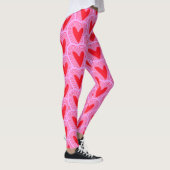 Rode roze Valentijnsdag — Harten afdrukken Leggings (Rechts)