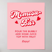 Rode Roze Valentijnse Baby shower Momosa Bar Poster (Voorkant)