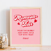 Rode Roze Valentijnse Baby shower Momosa Bar Poster