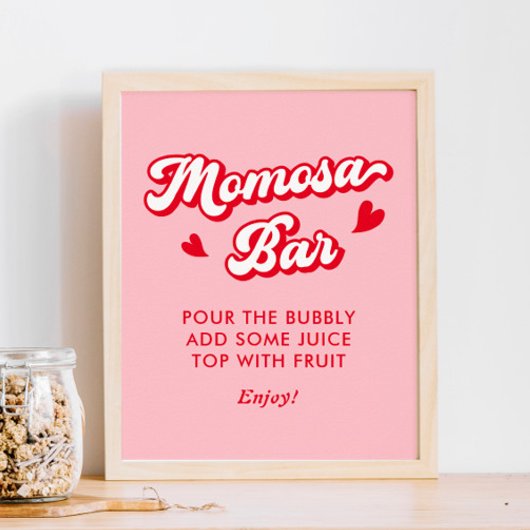 Rode Roze Valentijnse Baby shower Momosa Bar Poster