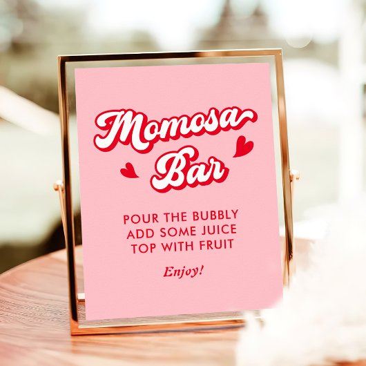 Rode Roze Valentijnse Baby shower Momosa Bar Poster