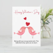 Rode roze Valentijnskaart Feestdagenkaart (Staand voorkant)