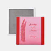 Rode Roze Veren Bewaar de datum bruiloft magneten (Voorkant / Achterkant)