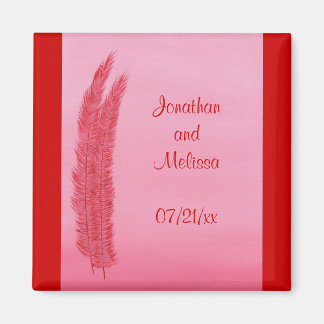 Rode Roze Veren Bewaar de datum bruiloft magneten