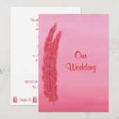 Rode roze veren, onze huwelijksuitnodigingen kaart (Voorkant / Achterkant)