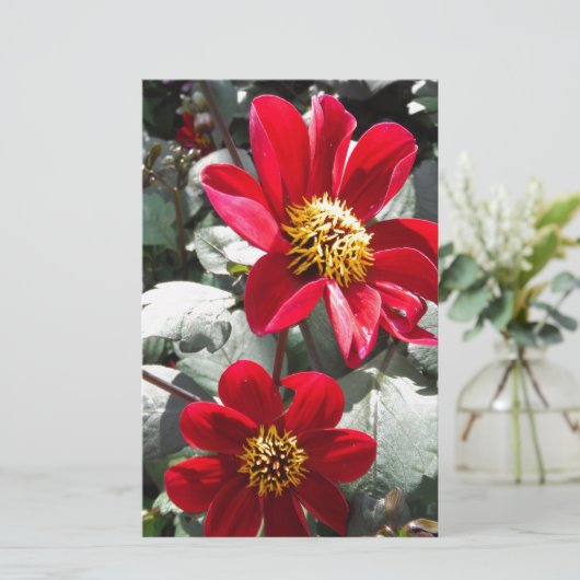 rode, roze vleermuis / melkbloemen briefpapier (Staand voorkant)