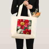 rode, roze vleermuis / melkbloemen grote tote bag (Voorkant (product))