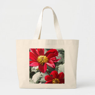 rode, roze vleermuis / melkbloemen grote tote bag
