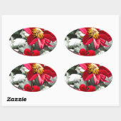 rode, roze vleermuis / melkbloemen ovale sticker (Vel)