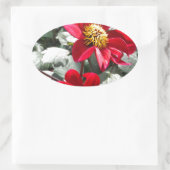 rode, roze vleermuis / melkbloemen ovale sticker (Tas)