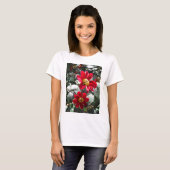 rode, roze vleermuis / melkbloemen t-shirt (Voorkant volledig)