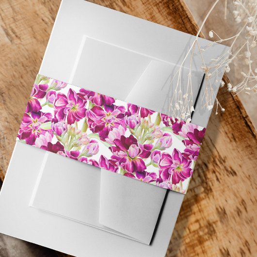 Rode roze voorraad bloemen waterverf bruiloft uitnodigingen wikkel