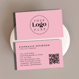 Rode Roze Vrouwelijk Aangepast Bedrijfslogo QR-cod Visitekaartje