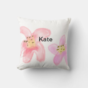 Rode roze waterlelie bloem waterverf voeg naam tek kussen