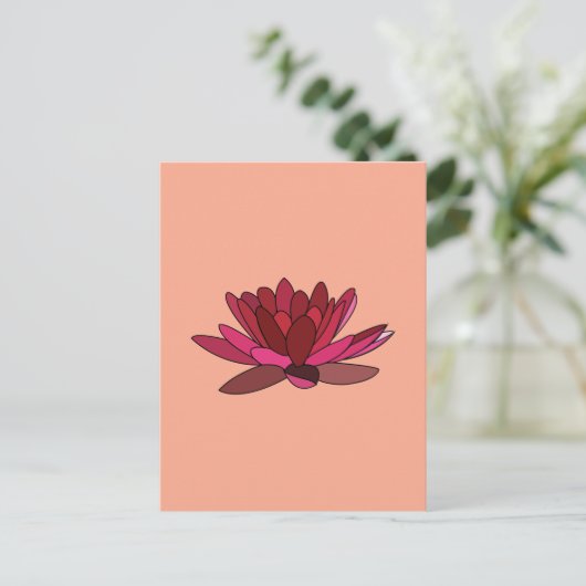rode roze waterlelie briefkaart (Staand voorkant)