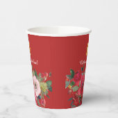 Rode roze waterverf bloem moderne dubbele gelukzal papieren bekers (Links)