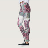 Rode roze Waterverf Bloem Rode Leggings (Links)
