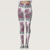 Rode roze Waterverf Bloem Rode Leggings (Voorkant)