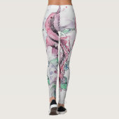 Rode roze Waterverf Bloem Rode Leggings (Achterkant)