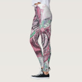 Rode roze Waterverf Bloem Rode Leggings (Links)