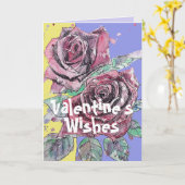 Rode roze Waterverf Bloem Valentijnsdag Kaart (Gele Bloem)