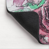 Rode roze Waterverf bloemen Muismat (Hoek)