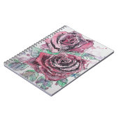 Rode roze Waterverf bloemen Notitieboek (Linkerzijde)