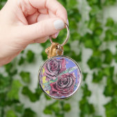 Rode roze Waterverf bloemen Rozen schilderen Sleutelhanger (Hand)