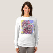 Rode roze Waterverf bloemen Rozen schilderen T-shirt (Voorkant volledig)