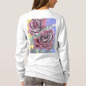 Rode roze Waterverf bloemen Rozen schilderen T-shirt (Achterkant)
