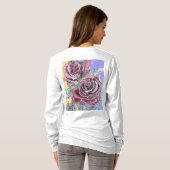 Rode roze Waterverf bloemen Rozen schilderen T-shirt (Achterkant volledig)