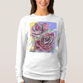 Rode roze Waterverf bloemen Rozen schilderen T-shirt (Voorkant)
