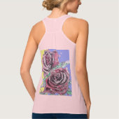 Rode roze Waterverf bloemen Rozen schilderen Tanktop (Achterkant)