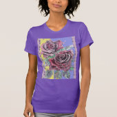 Rode roze Waterverf bloemen T-shirt (Voorkant)