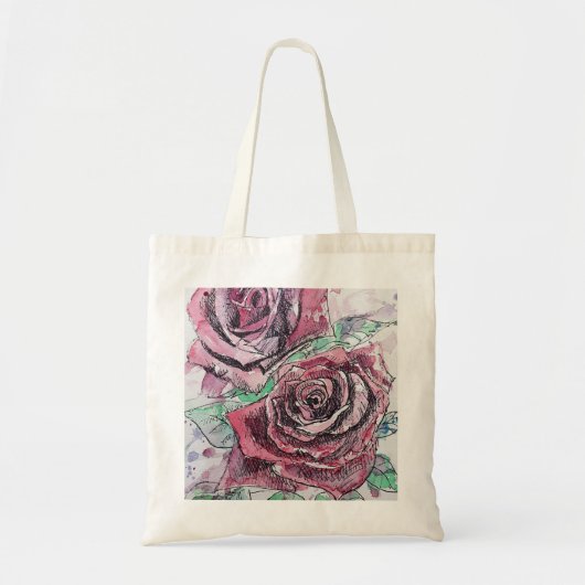 Rode roze Waterverf bloemen Tote Bag (Voorkant)