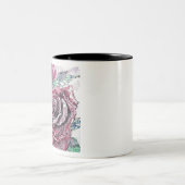 Rode roze Waterverf bloemen Tweekleurige Koffiemok (Center)