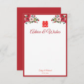 Rode roze waterverf Chinese bruiloft Advieskaart (Voorkant / Achterkant)