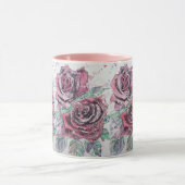 Rode roze Waterverf en inktrozen Mok schilderen (Midden)