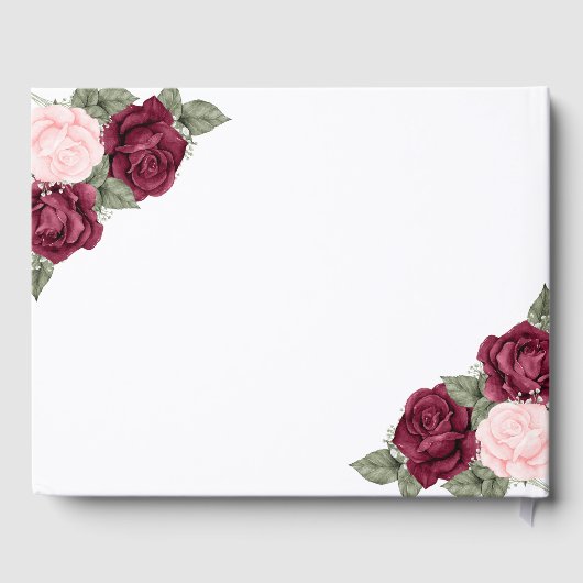 Rode roze Waterverf Floral Foto Memorial Funeral Gastenboek (Achterkant)