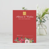 Rode roze waterverf florale moderne chinese bruilo advieskaart (Staand voorkant)