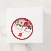 Rode roze waterverf florale moderne Chinese bruilo Bedankjes Labels (In situ)