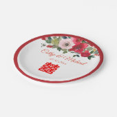 Rode roze waterverf florale moderne Chinese bruilo Papieren Bordje (Gekanteld)