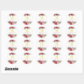 Rode roze waterverf florale moderne Chinese bruilo Ronde Sticker (Vel)