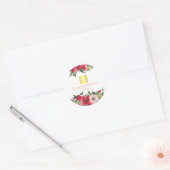 Rode roze waterverf florale moderne Chinese bruilo Ronde Sticker (Envelop)