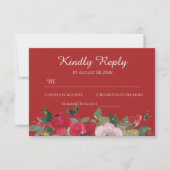 Rode roze waterverf florale moderne chinese bruilo RSVP kaartje (Voorkant)