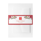 Rode roze waterverf florale moderne Chinese bruilo Uitnodigingen Wikkel (Voorkant Voorbeeld)