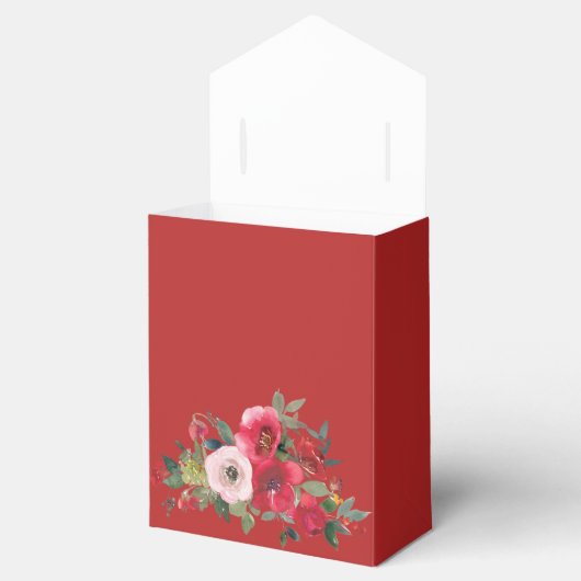 Rode roze waterverf florerend modern dubbel geluk bedankdoosjes (Geopend)