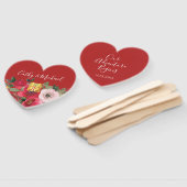 Rode roze waterverf florerend modern dubbel geluk handwaaier (Niet-gemonteerd)